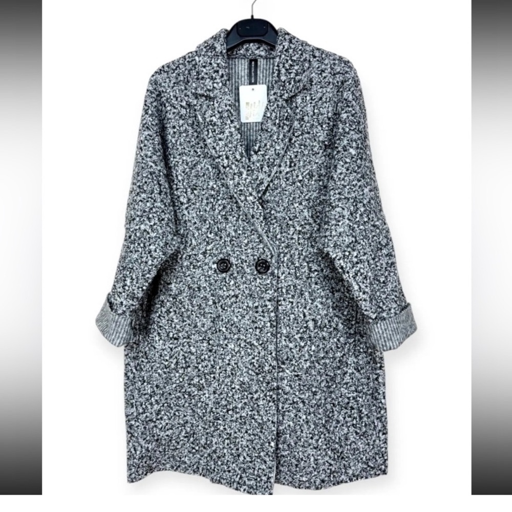 MADE IN ITALY OVERSIZED Gray Tweed BOUCLE Coat